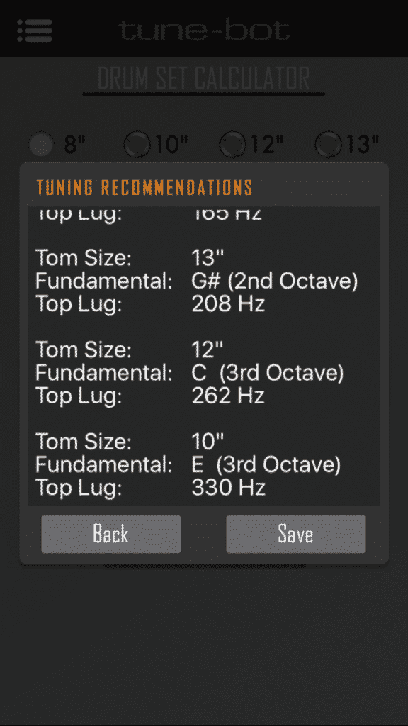 Tuning Concert Toms tunebot